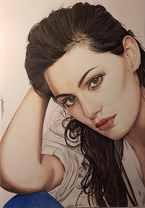 Phoebe Tonkin realistic drawing Dessin, 16,5x11 in