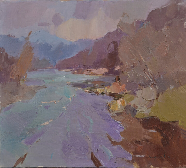 绘画 标题为“Tereblya River” 由Alexander Shandor, 原创艺术品, 油 安装在木质担架架上