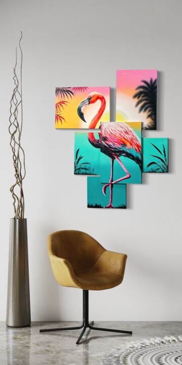 “Flamingo” 图画, 39.4x27.6 in