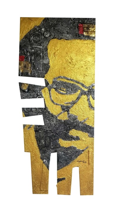 Peinture intitulée "Hommage a Tahar DJA…" par Meziane Boussaid, Œuvre d'art originale, Acrylique