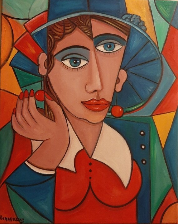 Mulher e brincos 绘画, 19.7x15.8 in