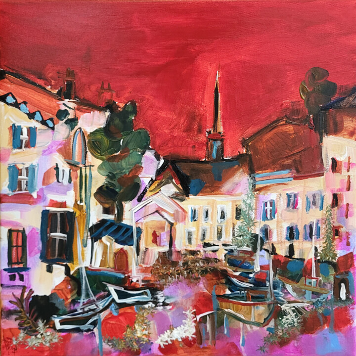 Peinture intitulée "Le havre d'accueil" par Muriel Cayet, Œuvre d'art originale, Acrylique Monté sur Châssis en bois