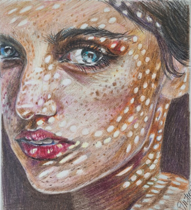 Лицо освещенное солнцем. 图画, 5.5x6.7 in