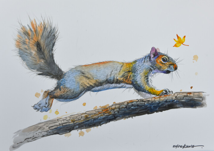 Squirrel 3 绘画, 11.8x15.8 in