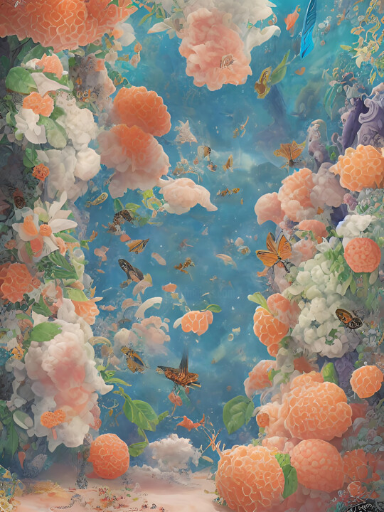 Flowers and butterflies 数字艺术