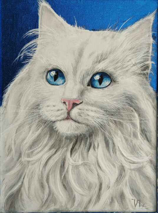 White cat Картина, 9,5x7,1 in