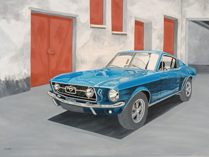 Mustang bleu 绘画, 29.5x45.3 in