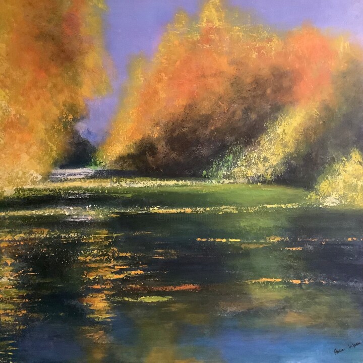 Peinture intitulée "Seine en automne" par Anne Vignau, Œuvre d'art originale, Acrylique