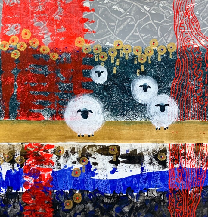 Sheep Are Sheep 绘画, 17.3x17.3 in