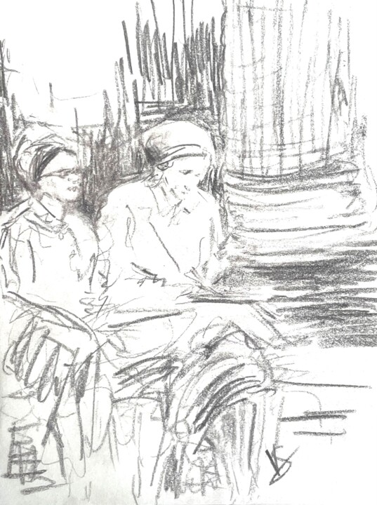 The museum with her aunt. 图画, 12x9 in