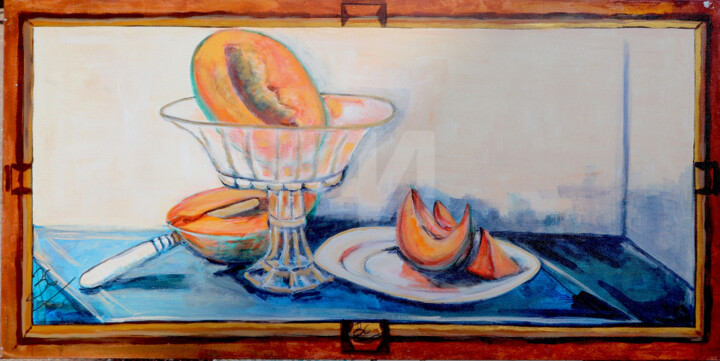 Still life with melons 绘画, 19.7x39.4 in
