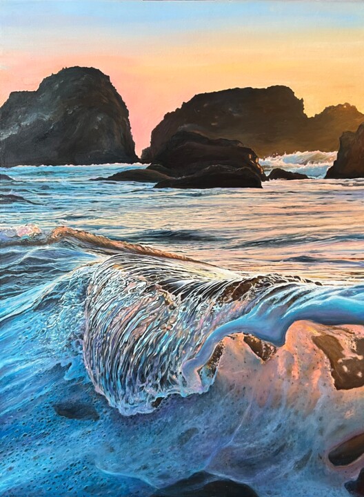 Schilderij getiteld "Whisper of the Tides" door Daria Dudochnykova, Origineel Kunstwerk, Olie