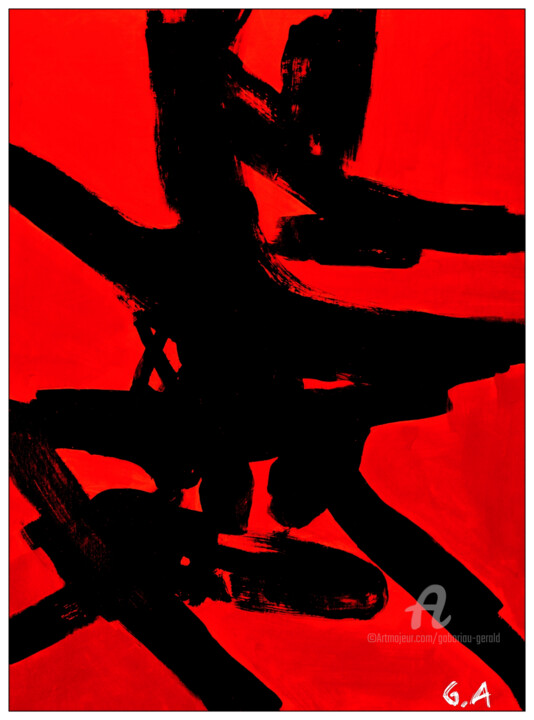 La Fureur d'Ishkur Annonce la Pluie - Art Abstrait Sumi-e Digital Arts