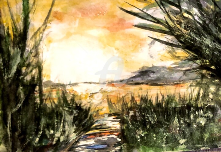 Painting titled "Chiemsee Sunrise" by Nicole Cecil B, Original Artwork, Acrylic