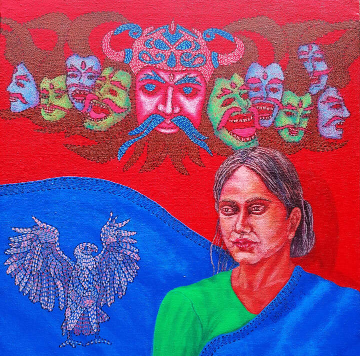 绘画 标题为“BEFORE THE ABDUCTIO…” 由Prasenjit Nath, 原创艺术品, 丙烯