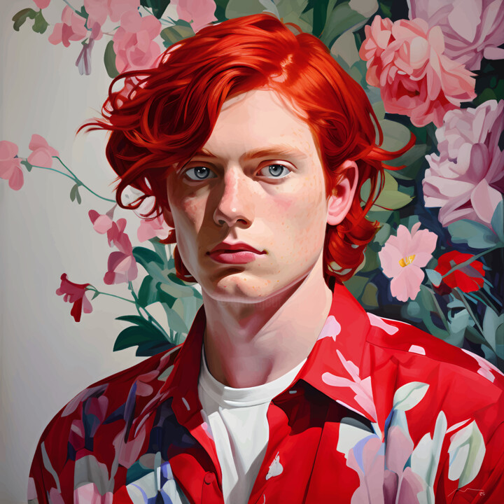 Portrait Red Haired Man Serie Vector N70 数字艺术