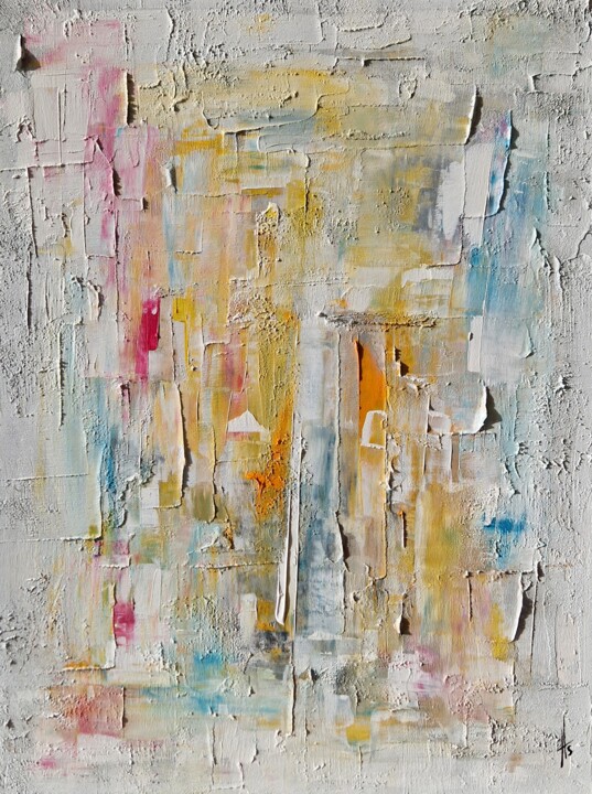 Painting titled "ARCHITECTURE" by Sandrine Hartmann, Original Artwork, Acrylic Mounted on Wood Stretcher frame
