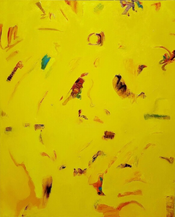Peinture intitulée "jaune II" par Pascal Buffard, Œuvre d'art originale, Huile Monté sur Châssis en bois