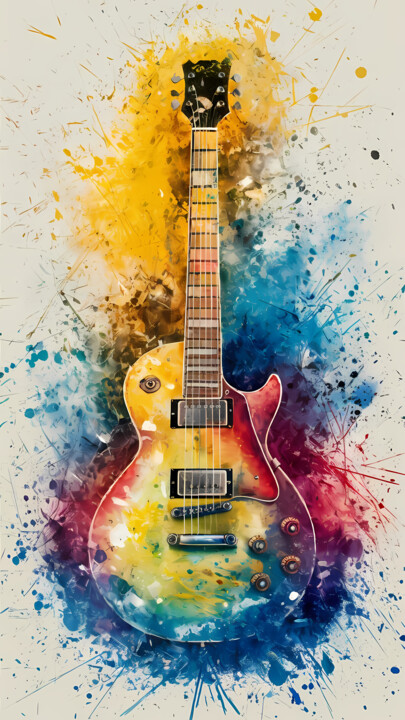 Digital Arts titled "The electric guitar…" by Jafeth Moiane, Original Artwork, AI generated image