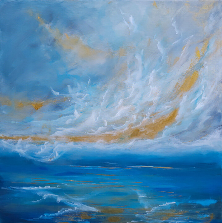 Malerei mit dem Titel "Blue Sea of Clouds" von Sophia Kühn, Original-Kunstwerk, Acryl Auf Keilrahmen aus Holz montiert