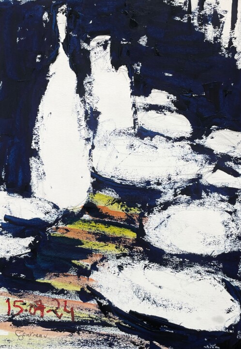 绘画 标题为“Alcools-1” 由Dominique Gentreau, 原创艺术品, 油 安装在纸板上