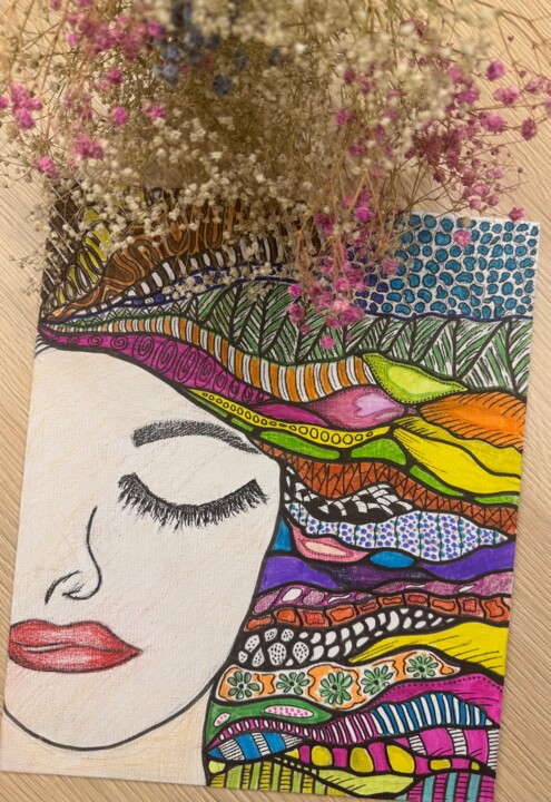 Drawing titled "ВОЛШЕБНЫЕ СНЫ" by Zarina Ringe, Original Artwork, Marker