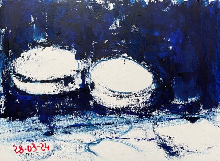 绘画 标题为“Alcools-5” 由Dominique Gentreau, 原创艺术品, 油 安装在纸板上
