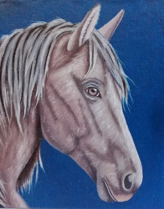 Cheval, étude, peinture, format 17/21 cm Schilderij, 8,3x6,7 in