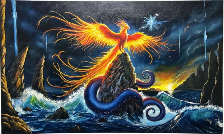 Renaissance contre la tempête Huile sur toile 绘画, 37.8x63 in