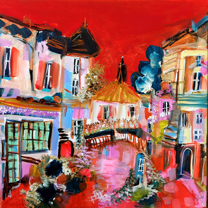 Peinture intitulée "D'autres constructi…" par Muriel Cayet, Œuvre d'art originale, Acrylique Monté sur Châssis en bois