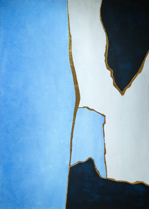 Blue abstract 绘画, 27.6x19.7 in