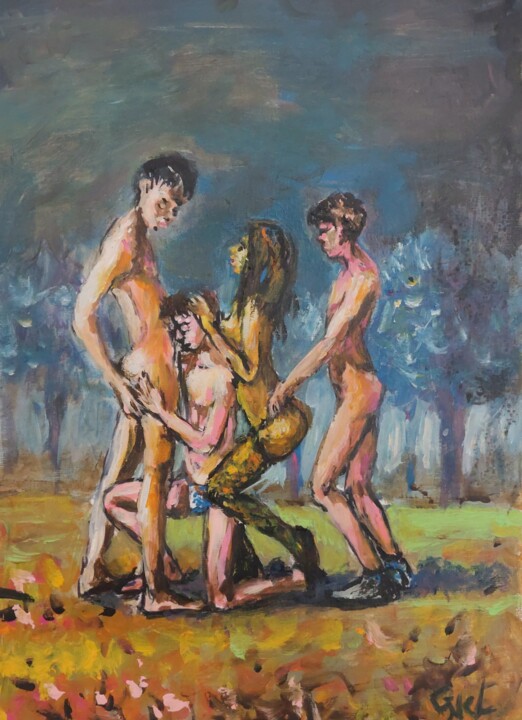 Open party 绘画, 13.8x9.8 in