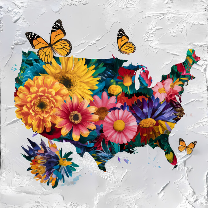 Blossoming America: A floral map 数字艺术
