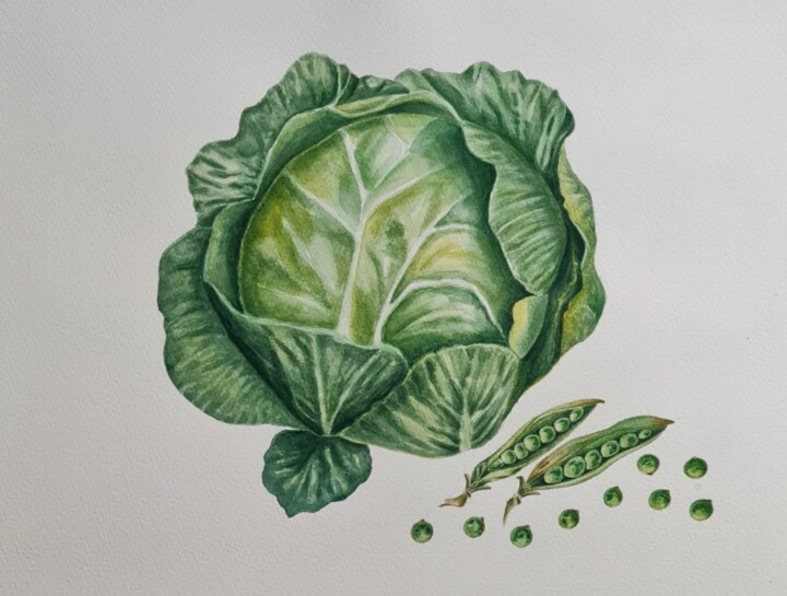 Harvest colors. Green 绘画, 12.2x16.1 in