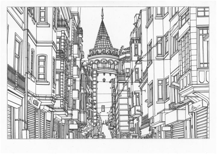 Istanbul 18 Disegno, 7,1x10,6 in