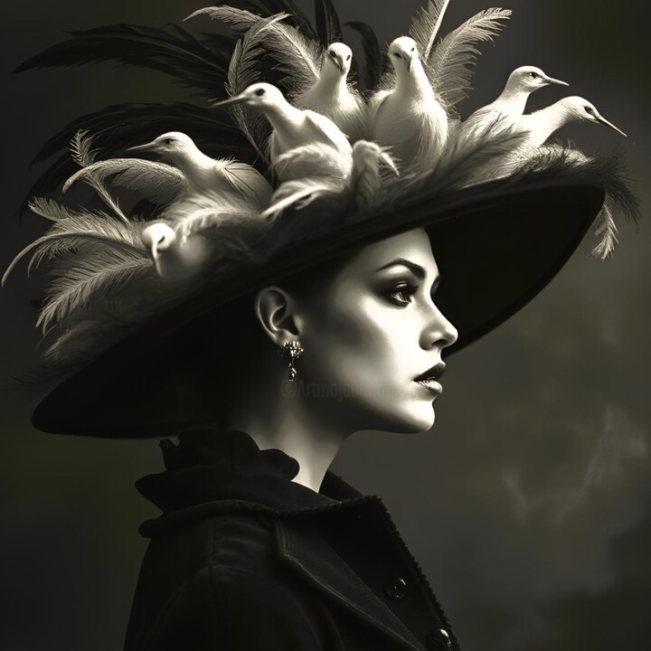 Nid de Colombes _Hat for Amélie.N Pittura, 35,4x35,4 in