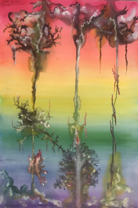 Flowers Triplet in ether 绘画, 22.1x15 in