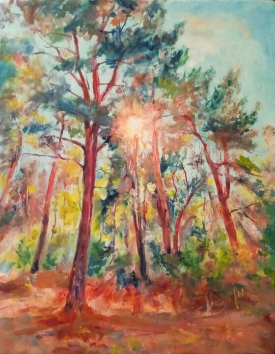 A walk through the forest Pittura, 17,7x13,8 in