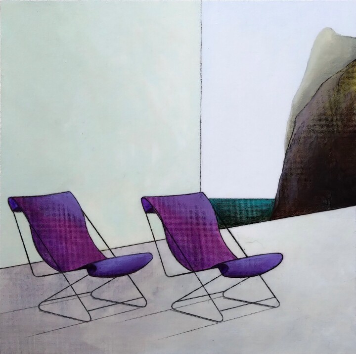 Painting titled "SIXTIES" by Mea N. Ambrozo, Original Artwork, Acrylic Mounted on Wood Panel