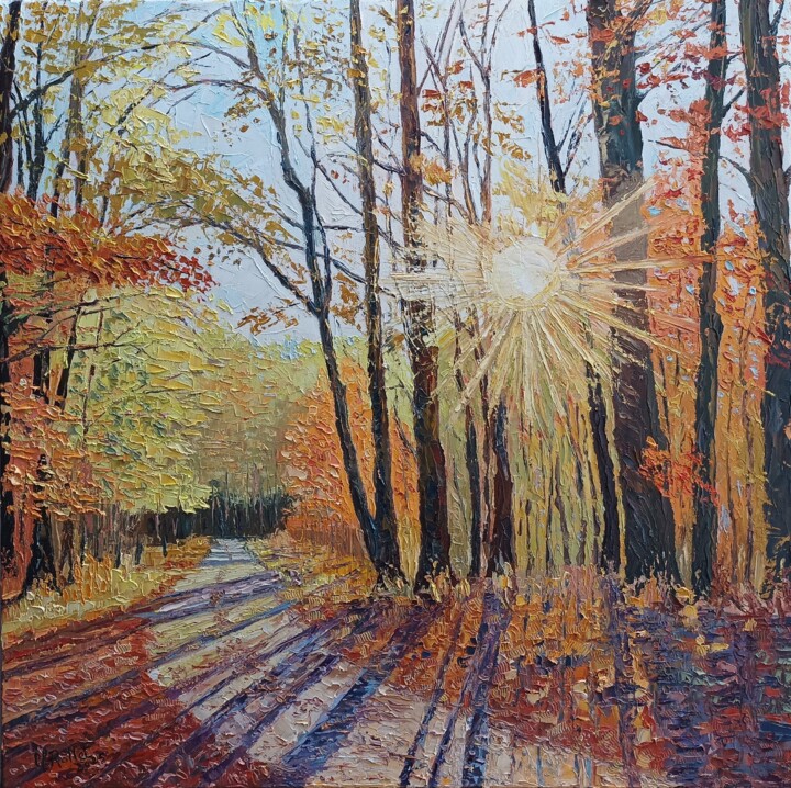 Soleil matinal en forêt Картина, 23,6x23,6 in
