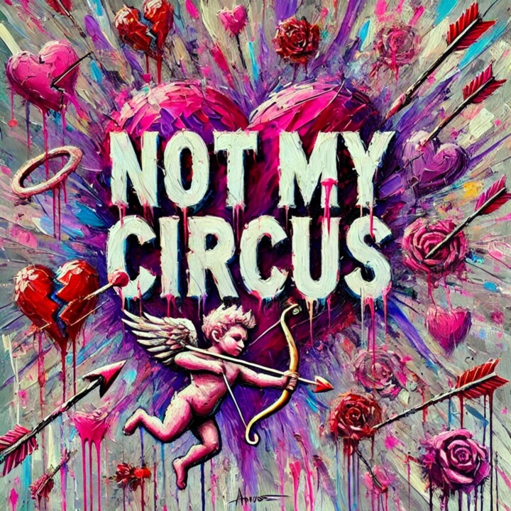 Not My Circus - Not So Valentine 绘画, 27.6x27.6 in