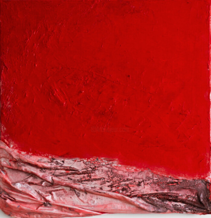 Painting titled "RED" by Mariia Kuzovleva, Original Artwork, Oil Mounted on Wood Stretcher frame