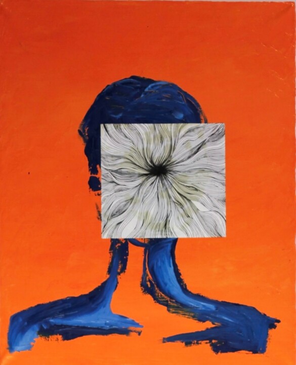 Schilderij getiteld "FLOWER I" door Mariia Kuzovleva, Origineel Kunstwerk, Olie Gemonteerd op Frame voor houten brancard