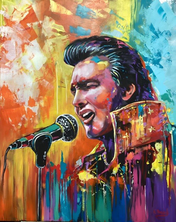 Schilderij getiteld "Elvis Presley" door Eva Bazhenova, Origineel Kunstwerk, Acryl
