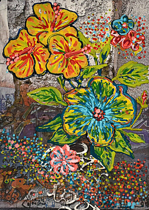Flowers 014 Painting, 16.5x11.7 in