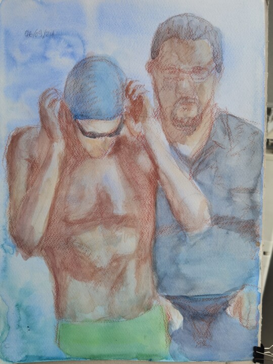 Nageur et juge de ligne 图画, 16.5x11.7 in
