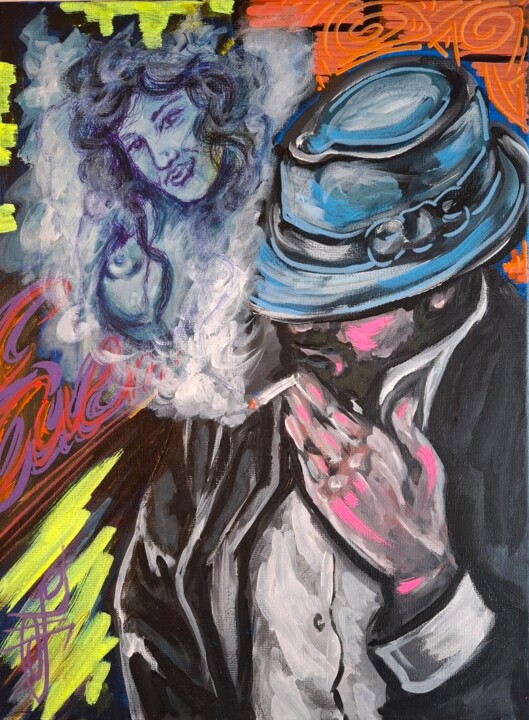 SMOKING IN THE STREET Malarstwo, 15,8x11,8 in