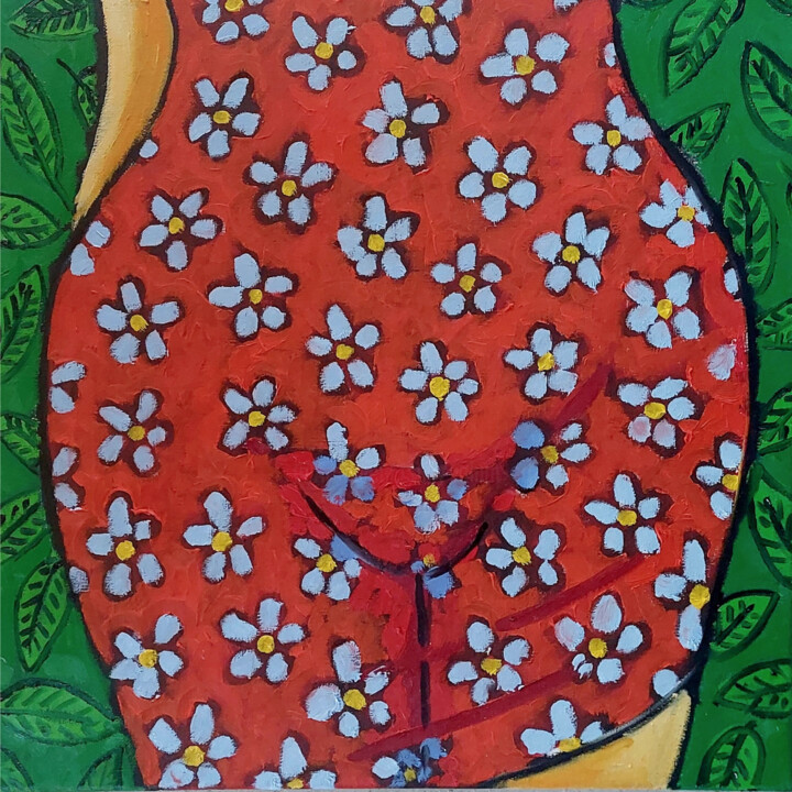 Painting titled "Floral" by Jacques Tange, Original Artwork, Oil Mounted on Aluminium