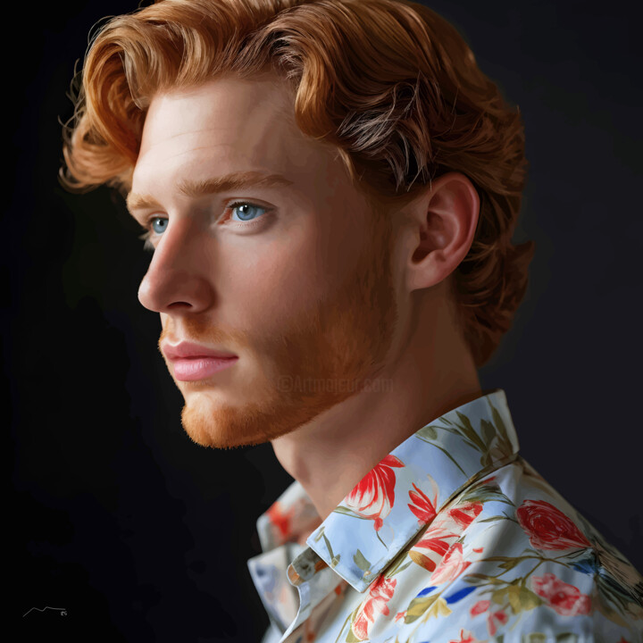 Portrait Red Haired Man Serie Vector N57 数字艺术