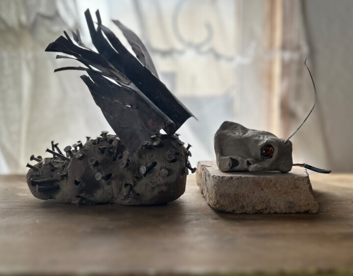 Sculpture titled "Invasion" by Kari Hudelson, Original Artwork, Clay